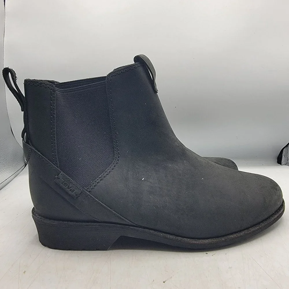 Teva Ellery Chelsea Womens 8.5 Black Waterproof Pull On Boots Casual 1111772